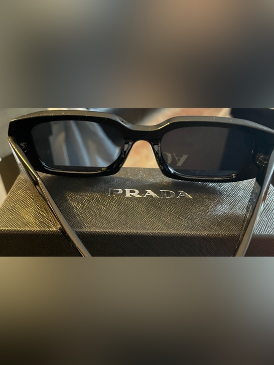Prada Glossy Black Rectangular Sunglasses main image 7